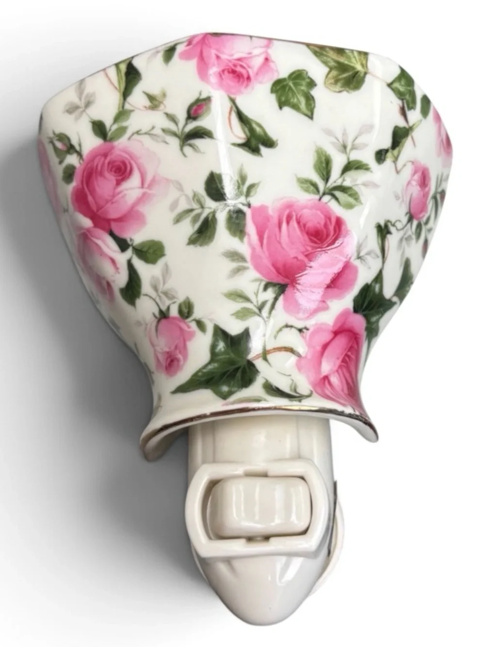 Vintage Madison Max Rose Chintz Porcelain Night Light Coquette Grand Millennial